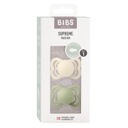 Bibs - set 2 suzete supreme latex, tetina simetrica, 0 luni +-ivory/sage bbb170346