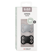 Bibs - set 2 suzete supreme silicon, tetina simetrica, 0 luni +-cloud/black bbb160341
