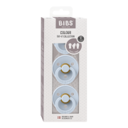 Bibs - set 3 suzete colour latex, tetina rotunda, simetrica & anatomica 0 luni +-baby blue bbb81343