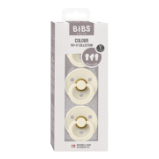Bibs - set 3 suzete colour latex, tetina rotunda, simetrica & anatomica 0 luni +-ivory bbb81340