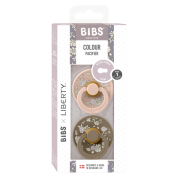 Bibs x liberty - set 2 suzete colour capel latex, tetina rotunda, 0 luni+-dark oak/blush bbb11010101