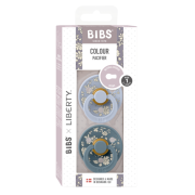 Bibs x liberty - set 2 suzete colour capel latex, tetina rotunda, 0 luni+-dusty blue/petrol bbb11010104