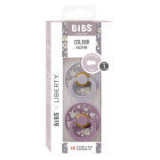 Bibs x liberty - set 2 suzete colour capel latex, tetina rotunda, 0 luni+-fossil grey/mauve bbb11010102