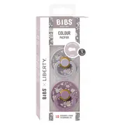 Bibs x liberty - set 2 suzete colour capel latex, tetina rotunda, 0 luni+-fossil grey/mauve bbb11010102