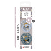 Bibs x liberty - set 2 suzete colour capel latex, tetina rotunda, 6 luni+-dusty blue/petrol bbb12010104