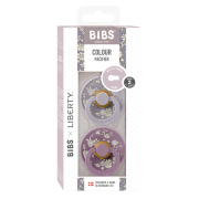 Bibs x liberty - set 2 suzete colour capel latex, tetina rotunda, 6 luni+-fossil grey/mauve bbb12010102