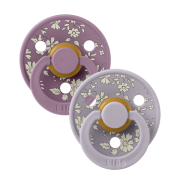 Bibs x liberty - set 2 suzete colour capel latex, tetina rotunda, 6 luni+-fossil grey/mauve bbb12010102