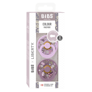 Bibs x liberty - set 2 suzete colour chamomile lawn latex, tetina rotunda, 6 luni+-mauve/violet sky bbb12012101