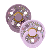 Bibs x liberty - set 2 suzete colour chamomile lawn latex, tetina rotunda, 6 luni+-mauve/violet sky bbb12012101