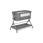 Lionelo - Patut co-sleeper Leonie Plus, Pliabil, Cu sistem de leganare, Cu setare unghiulara, Reglabil in 6 pozitii pe inaltime, Conform cu standardele europeane de securitate EN1130 si EN16890, Gri BYNLO-LEONIE_PLUS_GREY_STONE