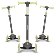 Lionelo - Trotineta pentru copii, Jessy, Pliabila, Pana la 50 Kg, Cu design ergonomic, Cu lumini LED, 56 x 26 x 67-82 cm, 3 ani+, Verde BYNLOE-JESSY_GREY_GREEN