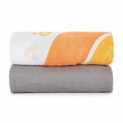 Feedo - Set 2 museline din bambus, Multifunctionale, Hipoalergenice, Cu indicator de varsta, Conform standardului european de securitate Oeko-Tex 100, Dimensiuni mari:120x120 cm, Multicolor BYN231270