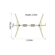 Complex de leagane cu cataratoare gibbon, pentru 4 copii, din lemn tratat, plum 27012 - okeplum27012