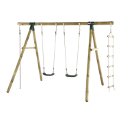 Complex de leagane cu cataratoare gibbon, pentru 4 copii, din lemn tratat, plum 27012 - okeplum27012