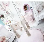 Leagan Pentru Copii Si Bebelusi, Catifea Velvet, Perna Detasabila Ursulet Teddy Vintage Beige Pjb202401