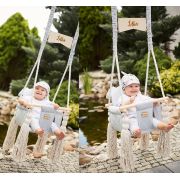 Leagan Pentru Copii Si Bebelusi, Catifea Velvet, Perna Detasabila Ursulet Teddy Vintage Beige Pjb202401