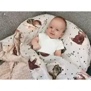 MimiNu - Aparatoare pentru patut 120x60 cm, Din bumbac certificat Oeko Tex Standard 100, 180x30 cm, Cu panglici, Teddy Bear On Moon BYN6426972023467