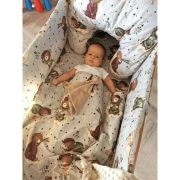MimiNu - Cearceaf cu elastic pentru patut co-sleeper, Vera, Dimensiune 89 x 51 cm, Din bumbac certificat Oeko Tex Standard 100, Teddy Bear On Moon BYN6426972023559