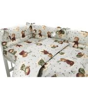 MimiNu - Lenjerie patut 3 piese, Cu protectie laterala, Din bumbac certificat Oeko Tex Standard 100, Pentru patut 120x60 cm, Teddy Bear On Moon BYN6426972023474