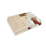MimiNu - Paturica pufoasa cu doua fete, Dimensiune 75x100 cm, Din tesatura Minky si bumbac, Materiale certificate Oeko Tex Standard 100, Teddy Bear On Moon BYN6426972023597