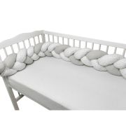 MimiNu - Protectie laterala pentru patut bebe, Tip Bumper impletit, Din bumbac, Din materiale certificate Oeko Tex Standard 100, Lungime 220 cm, Mini Gray Stars BYN6426972023900