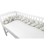 MimiNu - Protectie laterala pentru patut bebe, Tip Bumper impletit, Din bumbac, Din materiale certificate Oeko Tex Standard 100, Lungime 220 cm, Safari Natural BYN6426972023818
