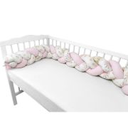 MimiNu - Protectie laterala pentru patut bebe, Tip Bumper impletit, Din bumbac, Din materiale certificate Oeko Tex Standard 100, Lungime 220 cm, Sweet Deer Pink BYN6426972023825