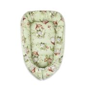 Qmini - Cosulet bebelus pentru dormit, Baby Cocoon 75x55 cm, Husa 100% bumbac, Din bumbac certificat Oeko Tex Standard 100, Frogs BYN6426972023368