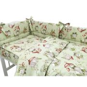 Qmini - Lenjerie patut 3 piese, Cu protectie laterala, Din bumbac certificat Oeko Tex Standard 100, Pentru patut 120x60 cm, Frogs BYN6426972023320