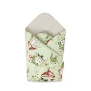 Qmini - Paturica de infasat cu doua fete, Cu multiple utilizari, Cu inchidere arici velcro, Dimensiune 75x75 cm, Din bumbac certificat Oeko Tex Standard 100, Frogs BYN6426972023337