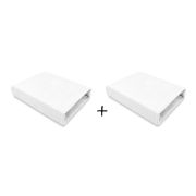 Qmini - Set 2 cearceafuri cu elastic pentru patut leagan sau patut co-sleeper, 90x50 cm, Din bumbac, Material certificat Oeko Tex Standard 100, White BYN6426972023986