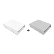 Qmini - Set 2 cearceafuri cu elastic pentru patut leagan sau patut co-sleeper, 90x50 cm, Din bumbac, Material certificat Oeko Tex Standard 100, White and Grey BYN6426972023993