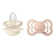 Bibs - set 2 suzete supreme silicon, tetina simetrica, 6 luni +-ivory/blush bbb260216