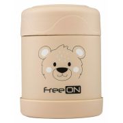 Termos pentru alimente solide, Din otel inoxidabil, Mentine cald pana la 12 ore si rece pana la 24 ore, Conform cu standardul european de securitate EN12546, FreeON, Beige Bear BYN380739