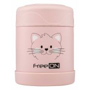 Termos pentru alimente solide, Din otel inoxidabil, Mentine cald pana la 12 ore si rece pana la 24 ore, Conform cu standardul european de securitate EN12546, FreeON, Pink Kitty BYN380722