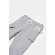 Pantaloni cu buzunare laterale, Two thread, 100%bumbac organic - Gri, BabyCosy (Marime: 18-24 Luni) JEMBC-CSY8016-18
