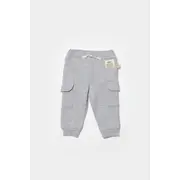 Pantaloni cu buzunare laterale, Two thread, 100%bumbac organic - Gri, BabyCosy (Marime: 18-24 Luni) JEMBC-CSY8016-18