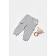 Pantaloni cu buzunare laterale, Two thread, 100%bumbac organic - Gri, BabyCosy (Marime: 3-6 Luni) JEMBC-CSY8016-3