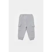 Pantaloni cu buzunare laterale, Two thread, 100%bumbac organic - Gri, BabyCosy (Marime: 3-6 Luni) JEMBC-CSY8016-3
