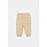 Pantaloni cu buzunare laterale, Two thread, 100%bumbac organic - Stone, BabyCosy (Marime: 12-18 Luni) JEMBC-CSY8019-12