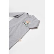 Salopeta cu fermoar, Two thread, BabyCosy, 100% bumbac organic, Gri (Marime: 6-9 luni) JEMBC-CSY8028-6