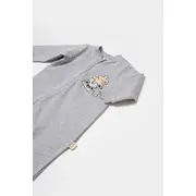 Salopeta cu fermoar, Two thread, BabyCosy, 100% bumbac organic, Gri (Marime: 6-9 luni) JEMBC-CSY8028-6