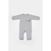 Salopeta cu fermoar, Two thread, BabyCosy, 100% bumbac organic, Gri (Marime: 6-9 luni) JEMBC-CSY8028-6