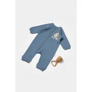 Salopeta cu fermoar, Two thread, BabyCosy, 100% bumbac organic, Indigo (Marime: 18-24 Luni) JEMBC-CSY8029-18