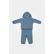 Set hanorac cu gluga si pantaloni, Two thread, 100%bumbac organic - Indigo, BabyCosy (Marime: 18-24 Luni) JEMBC-CSY8001-18