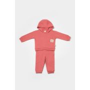 Set hanorac cu gluga si pantaloni, Two thread, 100%bumbac organic - Rose, BabyCosy (Marime: 12-18 Luni) JEMBC-CSY8002-12