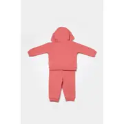 Set hanorac cu gluga si pantaloni, Two thread, 100%bumbac organic - Rose, BabyCosy (Marime: 3-6 Luni) JEMBC-CSY8002-3