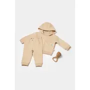 Set hanorac cu gluga si pantaloni, Two thread, 100%bumbac organic - Stone, BabyCosy (Marime: 3-6 Luni) JEMBC-CSY8003-3