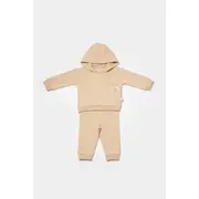 Set hanorac cu gluga si pantaloni, Two thread, 100%bumbac organic - Stone, BabyCosy (Marime: 3-6 Luni) JEMBC-CSY8003-3