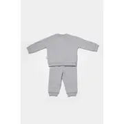 Set hanorac si pantaloni, Two thread, 100%bumbac organic - Gri, BabyCosy (Marime: 3-6 Luni) JEMBC-CSY8024-3